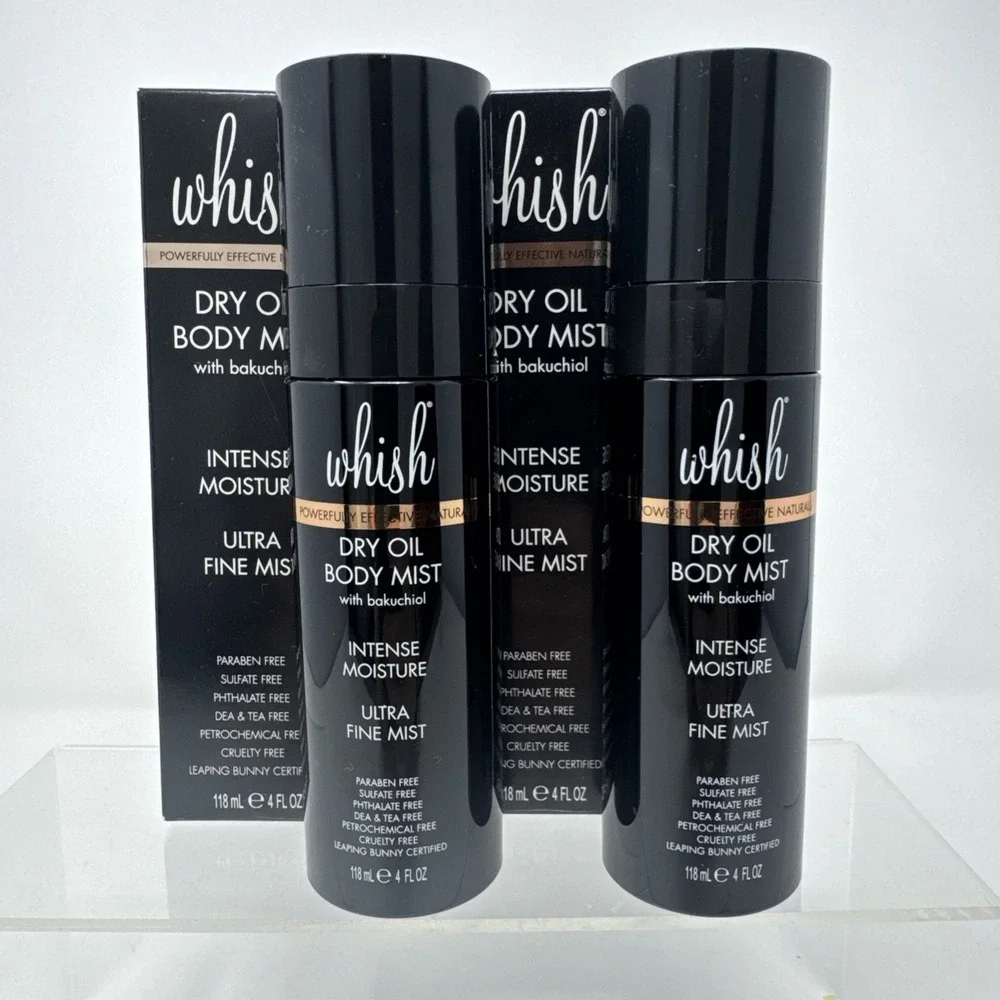 2 Whish Unscented Dry Oil Body Mist w Bakuchiol Intense Moisture 4oz 118mL